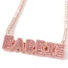 Hip Hop Custom Name Baguette Letters With Tennis Chain Men Women Micro Cubic Zircon Pendant Halsbandsmycken2573