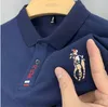 2023High end designer de algodão moda bordado camisa polo masculina verão casual coreano manga curta t camisa lapela tendência masculina