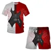 Männer Trainingsanzüge Gitarre Muster Mode Lässig Marke Kurzarm Sportswear 3D Druck Tragen Sport Anzug 2-teiliges Set