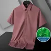 Men's Dress Shirts Summer Breathable Bamboo Fiber Blended Short Sleeve Shirt Men Casual Business Formal Wear Slim Fit Solid Buttondown