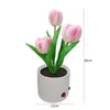 مصابيح الجدول LED TULIP محاكاة زهرة القراءة ضوء USB شحن السرير مصباح Flowerpot بوعية قابلة للذات لتوفيات الديكور المنزل