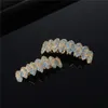 Navel Bell Button Rings Feel Style CZ Teeth Caps Bling Blue Cubic Zircon Iced Out Micro Pave Top Bottom Charm Grills Set For Men Women Jewelry Gi 230718