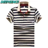 Męskie polo Summer Men Srtiped Short Polo Shirt 95cotton Smart Casual Button Fashion Slim Mens 230718