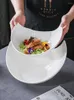 Plates European White Ceramic Plate Crescent Fruit Salad Pasta Dishes Creative Soup Noodle Dessert Bowl Large-capacity Tableware