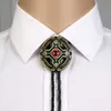 Bolo Ties Classis Cross rame forma ovale Bolo tie per donna donna Handmade Western Art Indian Alloy Cravatta silvr star Pentagram HKD230719