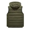 Hommes Gilets À Capuche Sans Manches Hommes Épais Coton Gilet Manteaux Chapeau Fermeture À Glissière Détachable Lâche Mode Casual Homme Gilet Plus La Taille 4XL-8XL