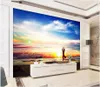 Wallpapers Custom Po Wallpaper 3d Mural Beautiful Dusk Sunrise Seaside Beach Yoga Art Background Wall Paper