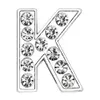 50st Lot 8mm K Full Rhinestones Silver Slide Letter Diy Charms Passar för 8mm läderarmband Telefonremsor SL0006270T