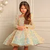 Flickaklänningar Little Bridesmaid Elegant First Communion Dop Birthday Dress Baby Costumes Kids Princess Sequin Party Toddler Vestidos