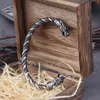Bangle rostfritt stål Nordic Viking Norse Dragon Armband Men armband manschettarmband med Viking trälåda 230718