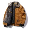 Mäns jackor Treesolo Male Thermal Windbreaker Plus Size Warm Winter Corduroy och rockar pälskrage Casual Jacket Outwear 230719