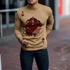 Men's Sweaters Men's Clothing Spring Autumn Sweatshirt Long Sleeve Pullover Poker Card Print Shirts Streetwear Fashion Tracksuit Men 2021 L230719