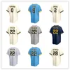 Maglia personalizzata Milwaukee Uomo donna gioventù Brewers 22 Christian Yelich 0 Brice Turang 28 Joey Wiemer 2 Luis Urias 6 Lorenzo Cain 39 Burnes 27 Adames Maglie da baseball