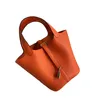 Original Designer Picotin Lock Bag Syn Halfhanded Wax Thread Lychee Texture TC Leather Portable Vegetable Basket Hucket Women's Bag Fashionable och G3RK