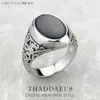 Black Oval Signet Ring Europe Style Fine Jewelry for Women Men Summer Brand New Vintage 925 Sterling Silver Gift