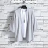 Men's Jackets Chinese Style Cardigans For Man Summer Cool Loose 3/4 Sleeves Ice Silk Thin Sun Protection Coat Couple Short Cape Woman