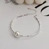 Fußkettchen Silber Fußkette Damen 925 Sterling 2023 Advanced Light Luxury Pearl Sparkling Ring