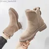 Botas Botas de nieve de invierno 2022 nueva tendencia de las mujeres Agregar terciopelo a la tubería engrosando zapatos de algodón cálido Integración de piel Moda casual Estilo de mujeres Z230720