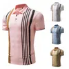 Herrpolos sommarpolo skjorta rutig stripe business casual tshirt andningsbar elastisk topp tee 230718