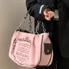 Evening Bags Gothic Women's Embroidered Shoulder Bag Large Capacity Handbag Velour Crossbody Y2k Shoulder Strap Messenger Bag 230718