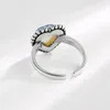 Cluster Ringen Vintage Stijl Koreaans Ontwerp Verstelbare Maansteen Hart Voor Vrouwen Grils Sieraden Bridal Wedding Engagement Bijoux Jz672