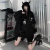 Sweats à capuche femme Emo Vêtements Femme Harajuku Punk Gothique Printemps Automne E-girl Black Devil Horn Sweat Hip-hop Grunge Streetwear Alt