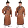 Roupas masculinas vestidas da mongólia traje masculino imitação de veludo de pele de veado Mongólia roupas mongóis vestidos de dança folclórica mongol co239w