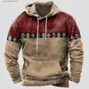 Men's Hoodies Sweatshirts Men Vintage Patchwork Hooded Sweatshirt Autumn Colorblock Warm Long Sleeve Boho Ethnic Hoodies Male Drawstring Pullovers Top T230719