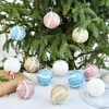 Décoration de fête 8 cm boule d'arbre de noël coloré paillettes pendentif boule ornements suspendus 2024 année Navidad maison mur fenêtre