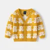 Pull 2-6Y Enfant Bébé Garçons Filles Vêtements D'hiver Toddler Mignon Infant Pull Cardigan En Tricot Top Imprimé Animal Infant Tricots Manteau Outfit HKD230719