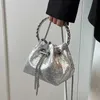 Luxury Designer Purses and Handbags Bags for Women Silver Bucket Clutch Purse Evening Banquet Bag Female Sequins Shoulder Bag