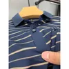 Męskie polo wysokiej klasy śliski lodowy jedwabny jedwabny koszulka Polo Short Sleep dla mężczyzn 2023 Summ