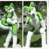 Fursuit husky verde direto da fábrica fantasia de mascote de pelúcia tamanho adulto trajes de festa de natal de halloween trajes298t