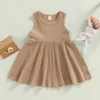 Vestidos da menina ma bebê 6m-4y criança recém-nascido infantil bebê meninas vestido de malha plissado a linha vestidos de cor sólida para meninas verão