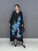 Casual Dresses SuperAen 2024 Summer Chinese Style Button Bat Sleeve Loose Dress Printed Fashion Womens Oversize
