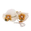 Szerokie brzegowe czapki Xeongkvi Europa Ameryka Big Flower rodzic-dziecko torba słoneczna Set Set Summer Falbala Beach Straw for Girl Women Cap