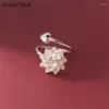 Cluster Rings Uini-Tail Selling 925 Tibetan Silver Chinese Style Temperament Pure White Lotus Open Ring Fashion Trend Exquisite JK557