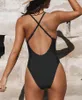 Women's Swimwear 2023 Bathing Suit Beachwear V-Wire Cross Back One-piece Swimsuit For Women Black Sexy Backless Monokini