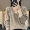 Women's Knits Cashmere V-Neck Cardigan Sweater Thickened Autumn And Winter Clothing Knitted Merino Wool Jacket Korean Fashion
