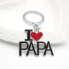 Keychains Creative I Love PAPA MAMA DAD MOM Keychain Enamel Red Heart Shape Key Chain RingFor Father Mother Family Christmas Gift Llaveros