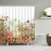 Shower Flower Butterfly Pattern Home Decoration Shower Curtain Bathroom Curtain Waterproof Polyester Shower Curtain With