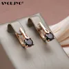 Dangle Chandelier SYOUJYO Luxury Simple Black Natural Zircon Clips Earrings for Women Elegant 585 Golden Fashion Bride Wedding Fine Jewelry 230718