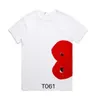 Luxe Mens Play T-shirt Designer Red Heart Shirt Commes Casual Femmes Chemises Des Badge Garcons Haute Quanlity TShirts Coton Broderie 11