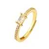 Anneaux de grappe HECHENG Simple Rectangle anneau pour femmes femme mignon doigt cadeau d'anniversaire petite amie mode Zircon pierre bijoux