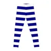 Pantalon actif Stripes horizontaux bleu et blanc Leggings Legging de vêtements de sport pour femmes augmente les fesses