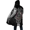 Hommes mélanges de laine 2021 hiver hommes à capuche cape symbole de tatouage corbeau impression 3D polaire coupe-vent unisexe décontracté épais chaud capuche cape PF16 HKD230718