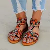 Sandaler Kvinnor Flat Shoes Summer Bohemian Gladiator Roman Sandal Boho Sandalias Mujer Colorful Female Beach Flat Shoes 230719