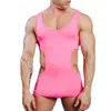 Survêtements pour hommes barboteuses pour hommes couleur unie combinaison mince sans manches évider Sexy Ropa Para Hombre 230719