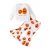 Ensembles de vêtements MALCIKLO bébés garçons Halloween tenues d'automne fantôme imprimé col rond à manches longues sweats pantalons de survêtement