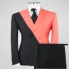 Senaste design Black Red Men's Jacket Pants Double Breasted Groom Wedding Tuxedo Party Suit For Men Slim Fit Blazer Suits BL329E